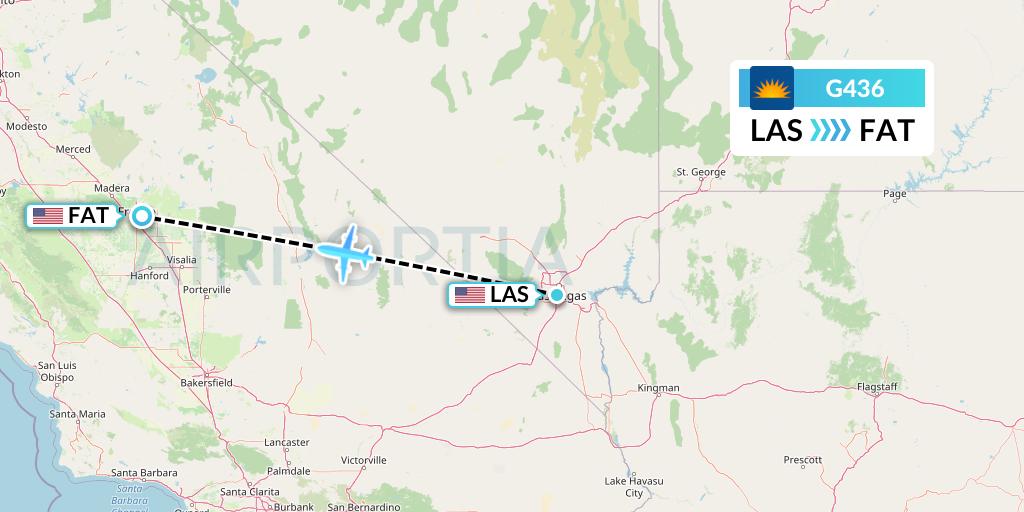 G436 Allegiant Air Flight Map: Las Vegas to Fresno