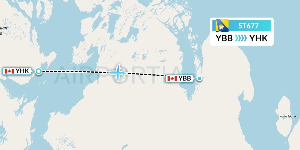 5T677 Canadian North Flight Map: Kugaaruk to Gjoa Haven