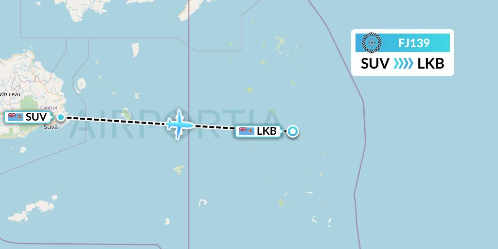 FJ139 Fiji Airways Flight Map: Suva to Lakeba Island