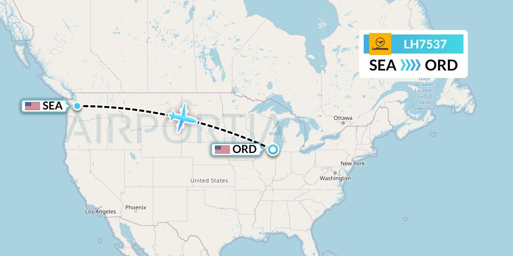 LH7537 Lufthansa Flight Map: Seattle to Chicago