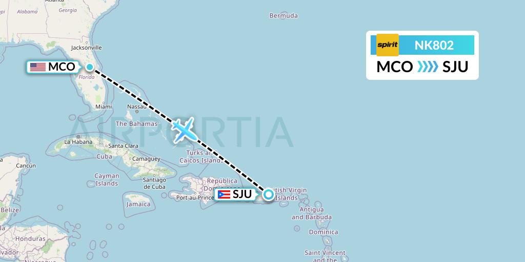 NK802 Flight Status Spirit Airlines Orlando to San Juan (NKS802)