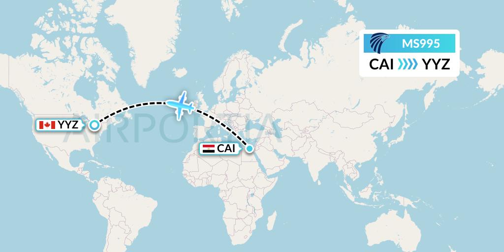 MS995 Flight Status EgyptAir Cairo to Toronto (MSR995)