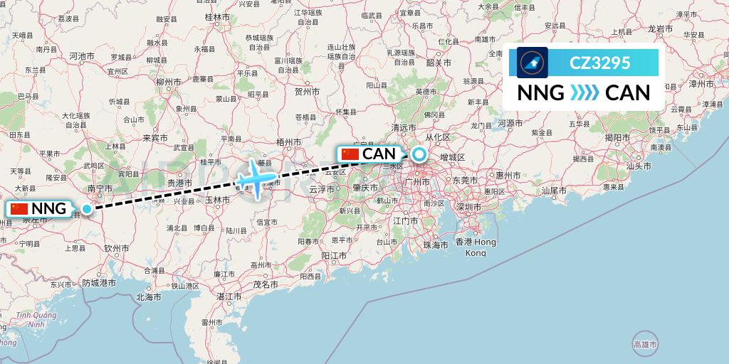 CZ3295 China Southern Airlines Flight Map: Nanning to Guangzhou