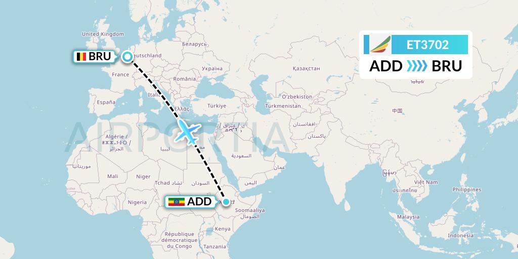 ET3702 Flight Status Ethiopian Airlines: Addis Ababa to Brussels (ETH3702)