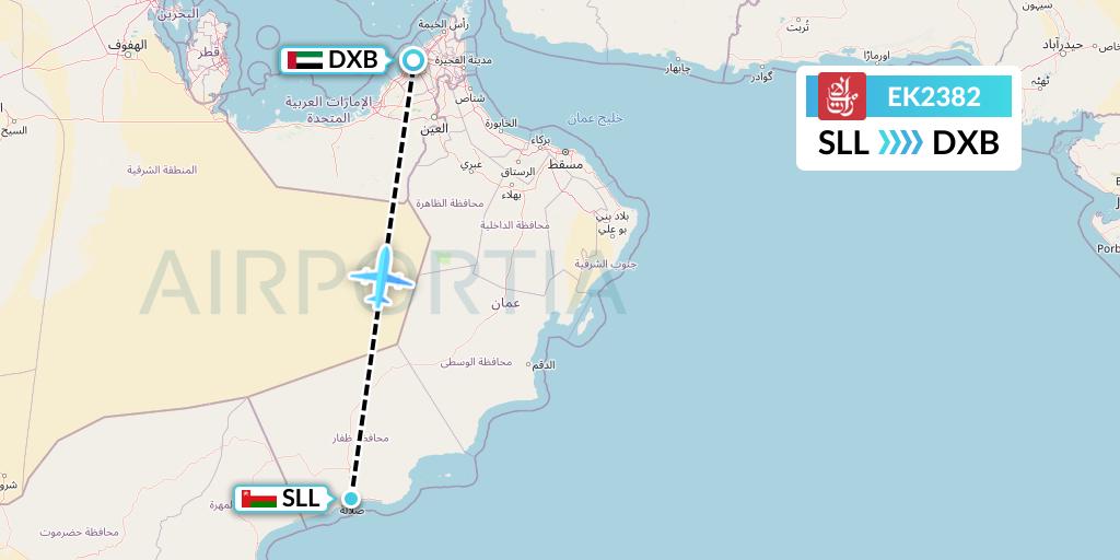 EK2382 Emirates Flight Map: Salalah to Dubai