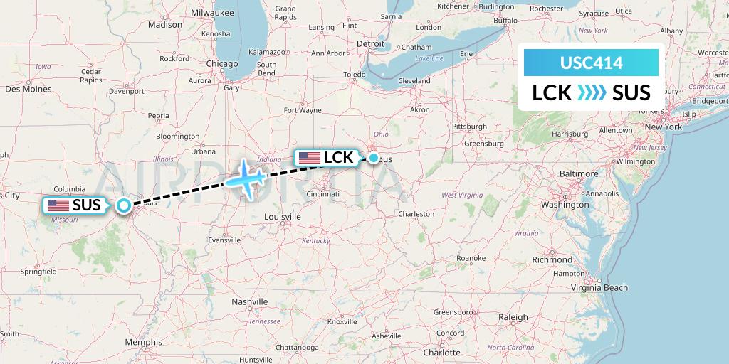USC414 Airnet Express Flight Map: Columbus to St. Louis