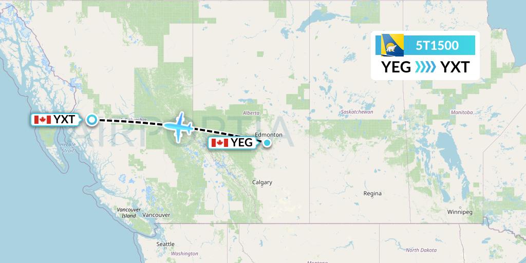 5T1500 Canadian North Flight Map: Edmonton to Terrace