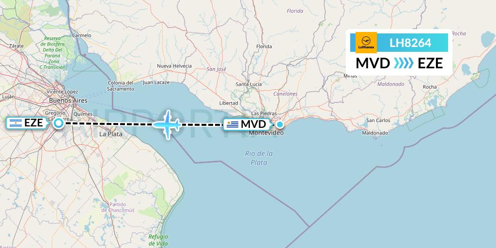 LH8264 Lufthansa Flight Map: Montevideo to Buenos Aires