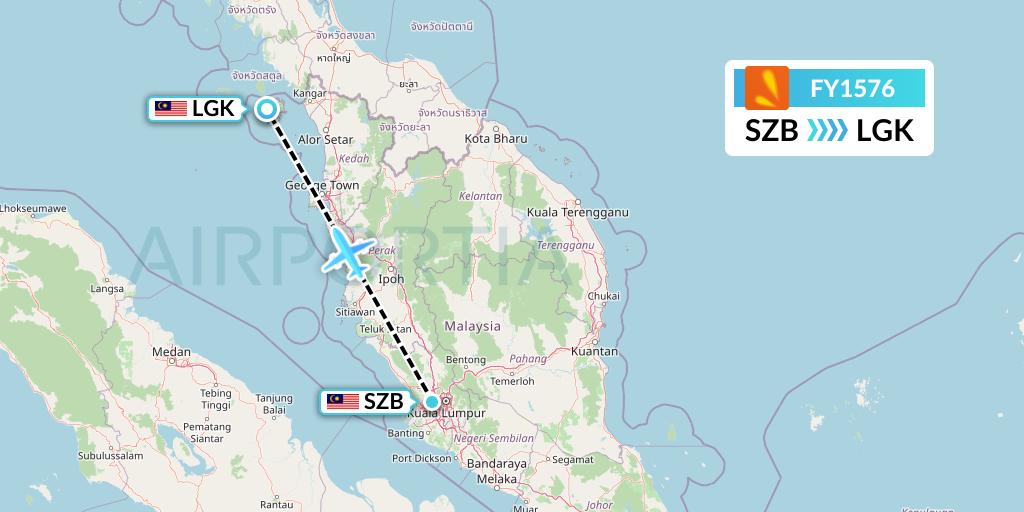 FY1576 Firefly Flight Map: Kuala Lumpur to Langkawi