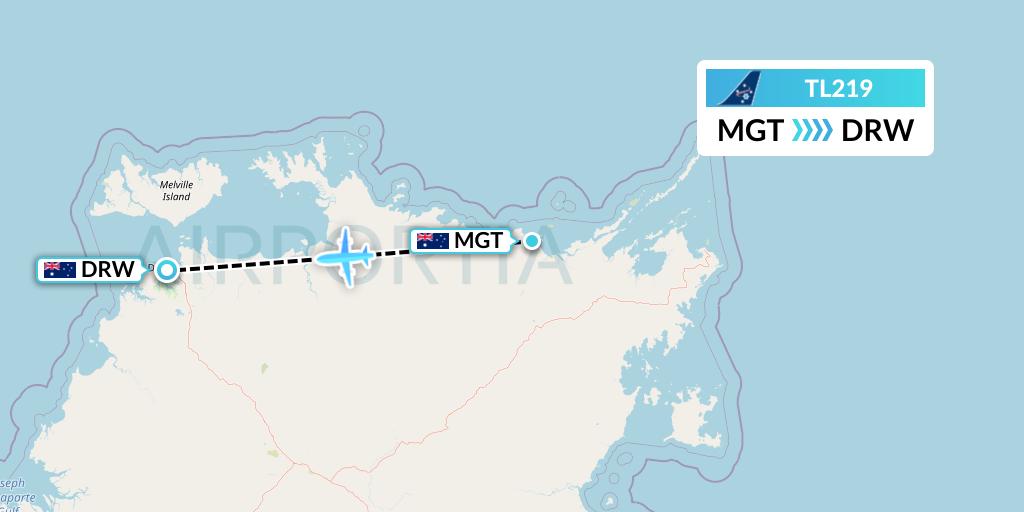 TL219 Airnorth Flight Map: Milingimbi Island to Darwin