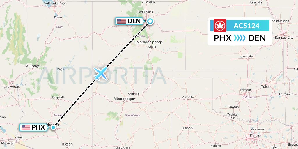 AC5124 Air Canada Flight Map: Phoenix to Denver