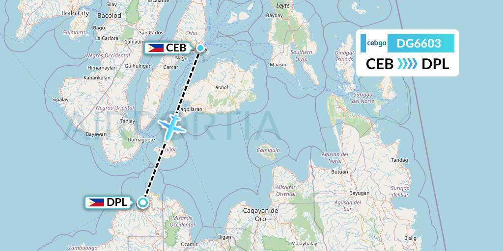 DG6603 Cebgo Flight Map: Cebu to Dipolog