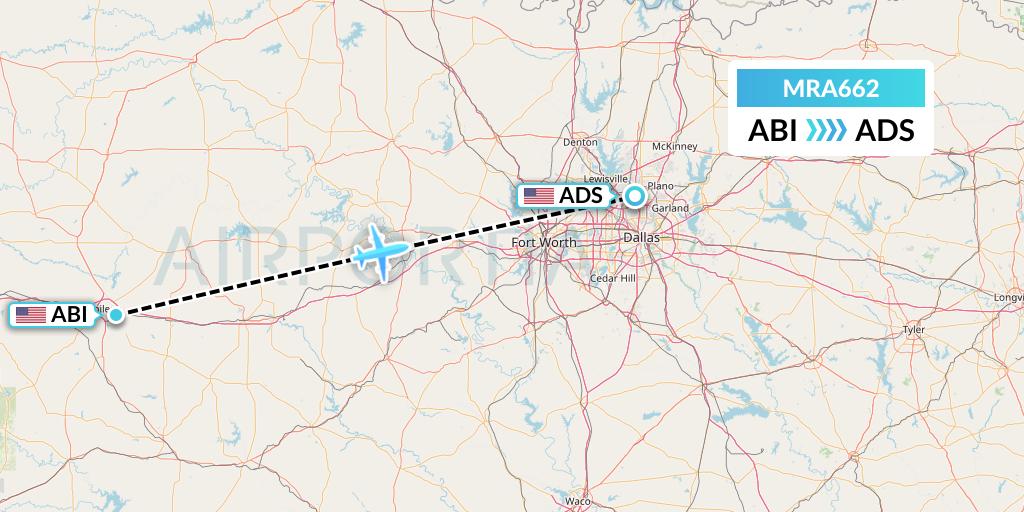 MRA662 Martinaire Flight Map: Abilene to Dallas