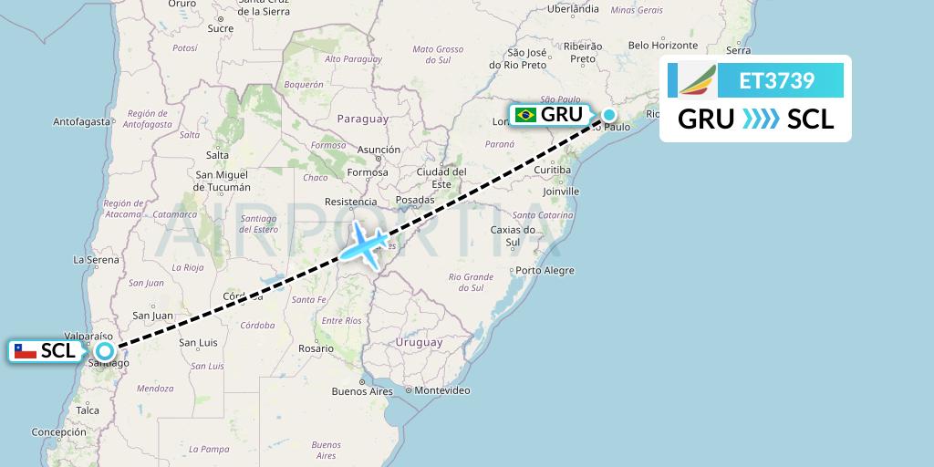 ET3739 Ethiopian Airlines Flight Map: Sao Paulo to Santiago