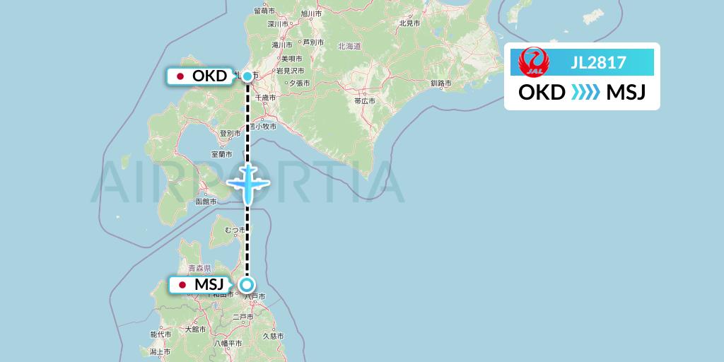 JL2817 Japan Airlines Flight Map: Sapporo to Misawa