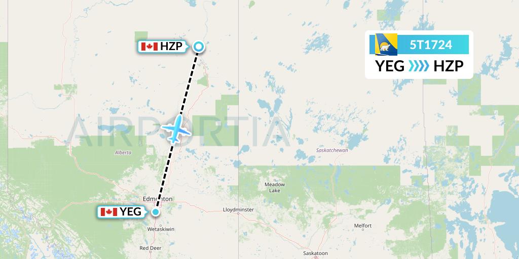 5T1724 Canadian North Flight Map: Edmonton to Fort MacKay
