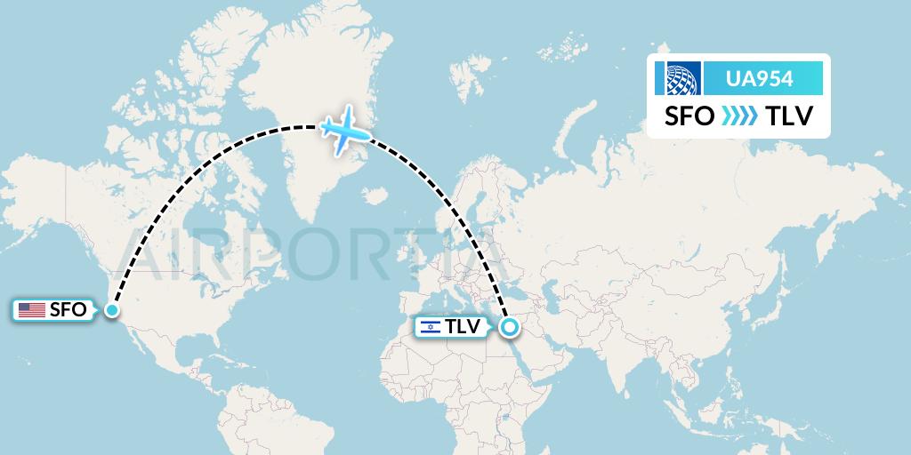UA954 Flight Status United Airlines San Francisco to Tel Aviv (UAL954)