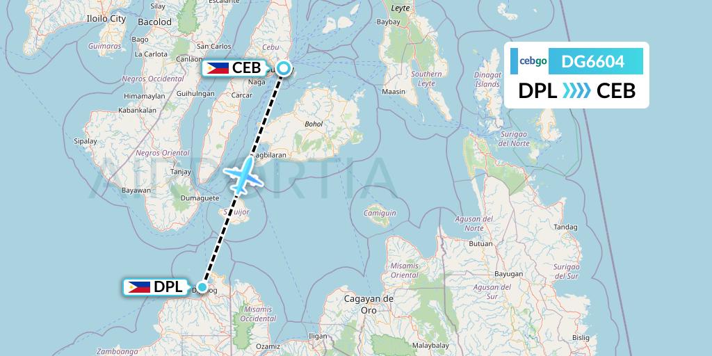 DG6604 Cebgo Flight Map: Dipolog to Cebu