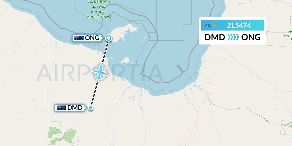 ZL5474 Regional Express Flight Map: Doomadgee to Mornington