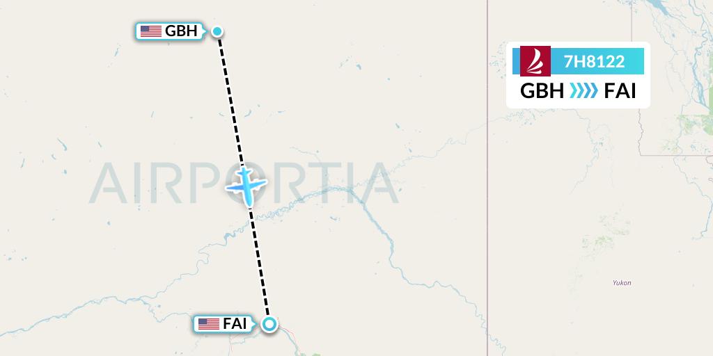 7H8122 Ravn Alaska Flight Map: Galbraith Lake to Fairbanks