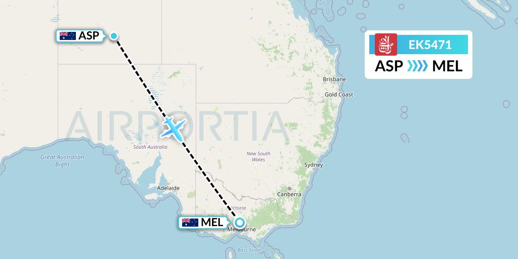 EK5471 Emirates Flight Map: Alice Springs to Melbourne