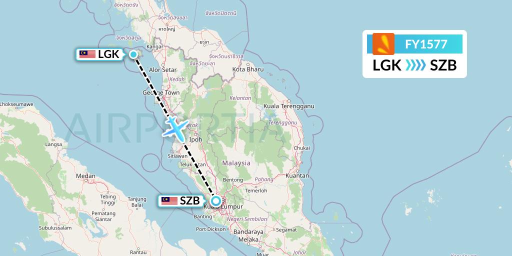 FY1577 Firefly Flight Map: Langkawi to Kuala Lumpur