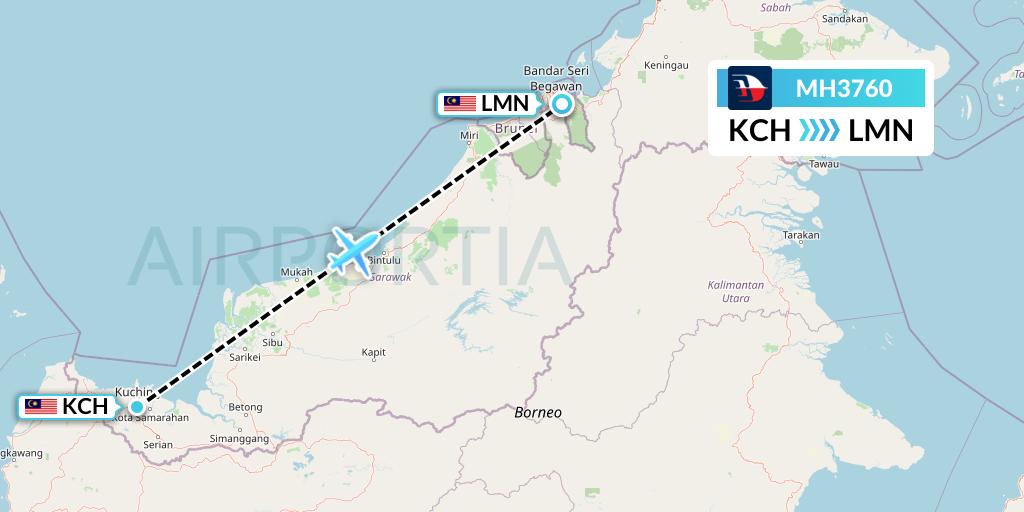 MH3760 Malaysia Airlines Flight Map: Kuching to Limbang