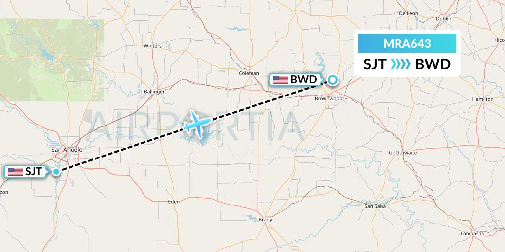 MRA643 Martinaire Flight Map: San Angelo to Brownwood