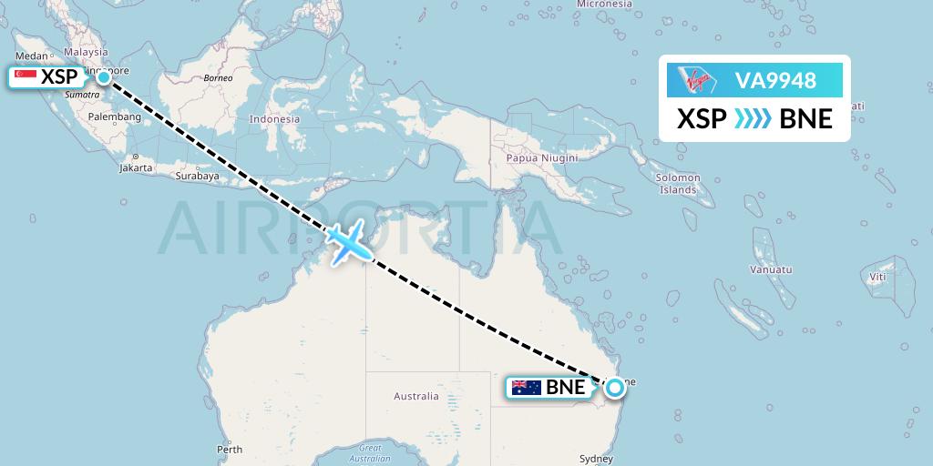 VA9948 Virgin Australia Flight Map: Seletar to Brisbane