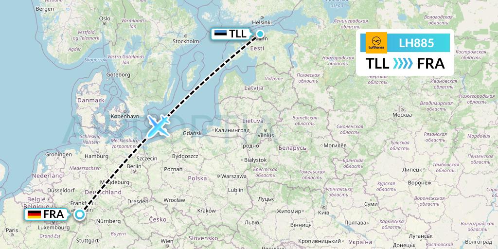 LH885 Lufthansa Flight Map: Tallinn to Frankfurt