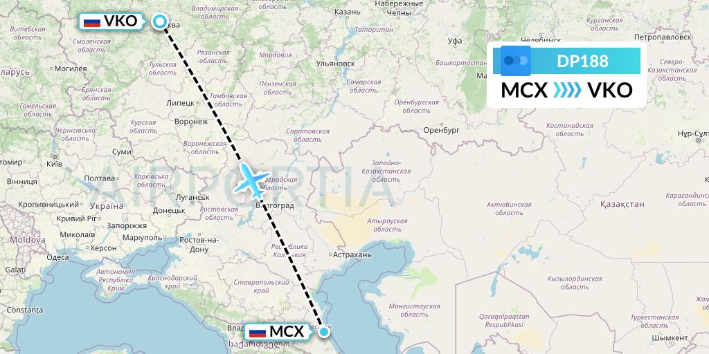 DP188 Pobeda Flight Map: Makhachkala to Moscow