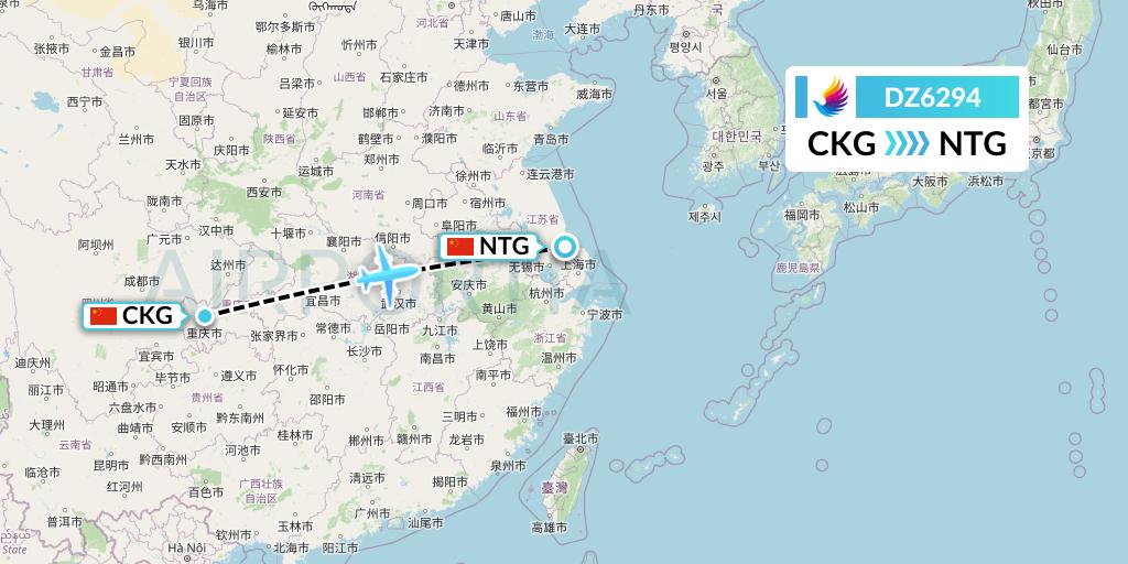 DZ6294 Donghai Airlines Flight Map: Chongqing to Nantong