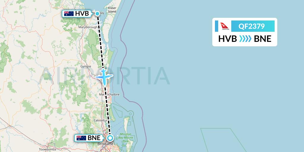QF2379 Qantas Flight Map: Hervey Bay to Brisbane