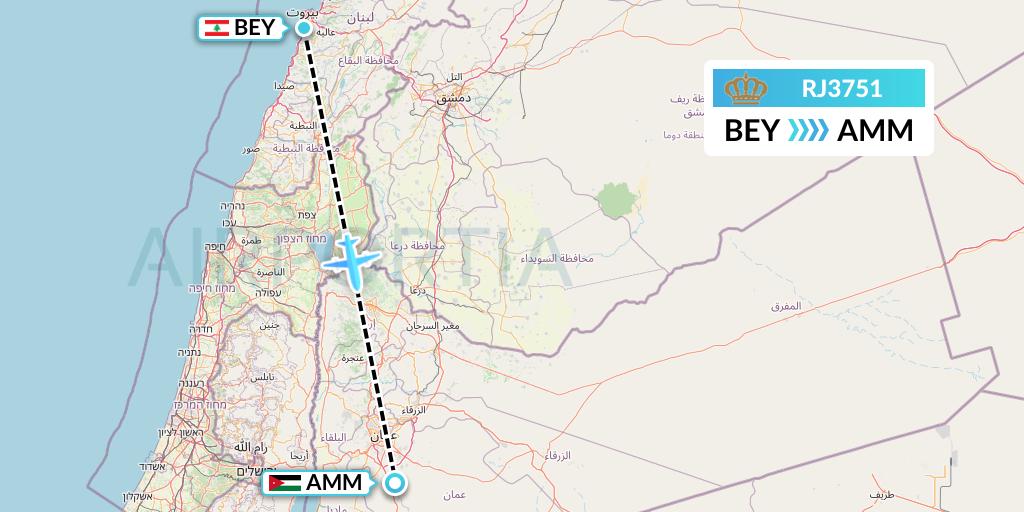 royal jordanian flight map