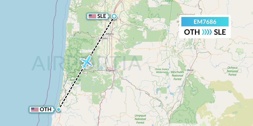 EM7686 Empire Airlines Flight Map: North Bend to Salem