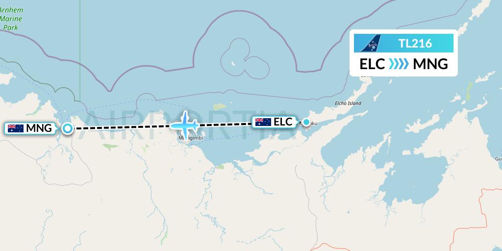 TL216 Airnorth Flight Map: Elcho Island to Maningrida