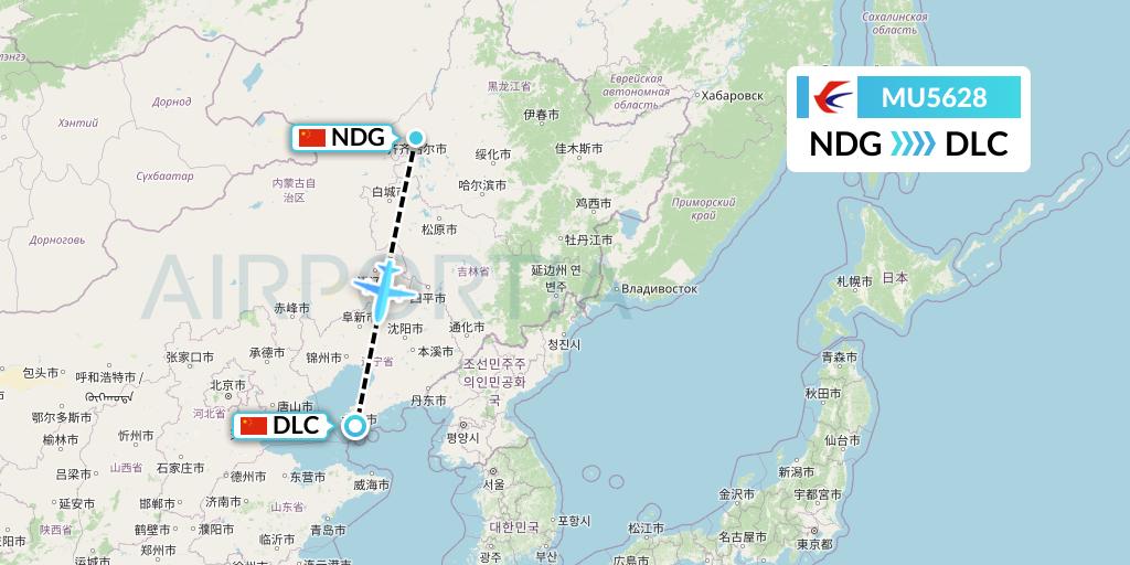 MU5628 China Eastern Airlines Flight Map: Qiqihar to Dalian