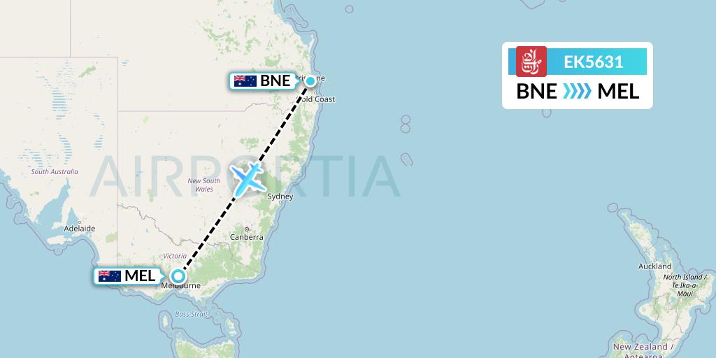 EK5631 Emirates Flight Map: Brisbane to Melbourne