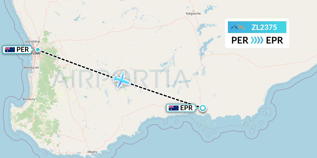 ZL2375 Regional Express Flight Map: Perth to Esperance