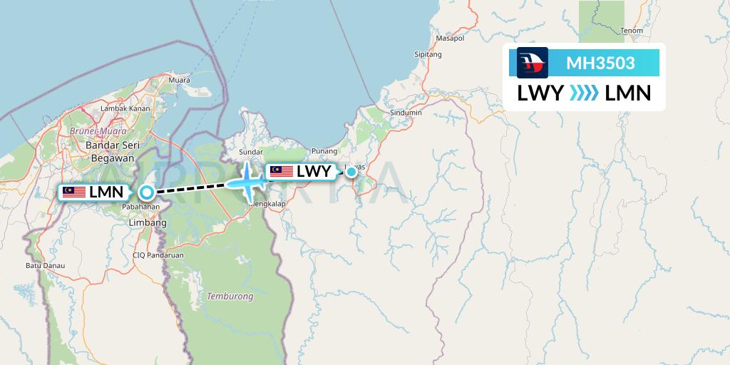 MH3503 Malaysia Airlines Flight Map: Lawas to Limbang
