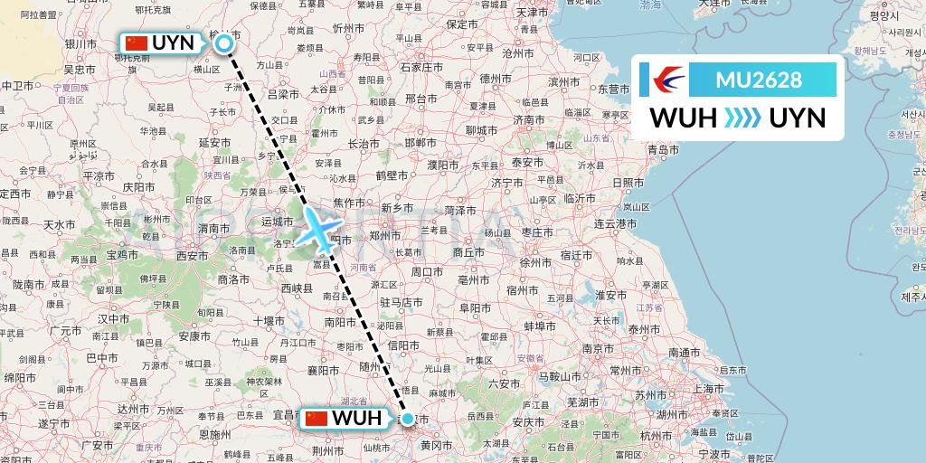 MU2628 China Eastern Airlines Flight Map: Wuhan to Yulin