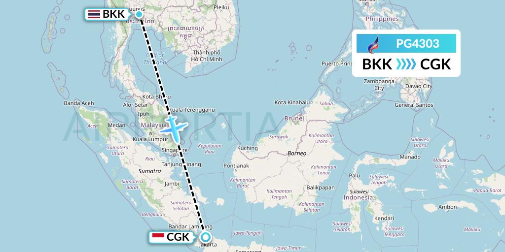PG4303 Bangkok Airways Flight Map: Bangkok to Jakarta