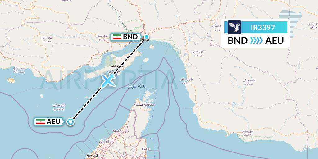 IR3397 Iran Air Flight Map: Bandar Abbas to Abu Musa Island