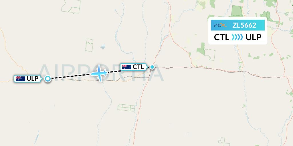ZL5662 Regional Express Flight Map: Charleville to Australia