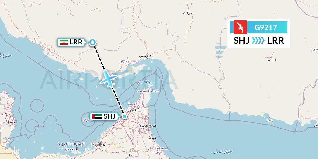 G9217 Air Arabia Flight Map: Sharjah to Lar