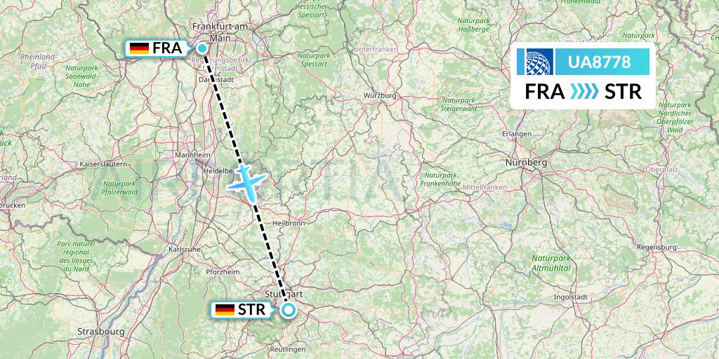UA8778 United Airlines Flight Map: Frankfurt to Stuttgart
