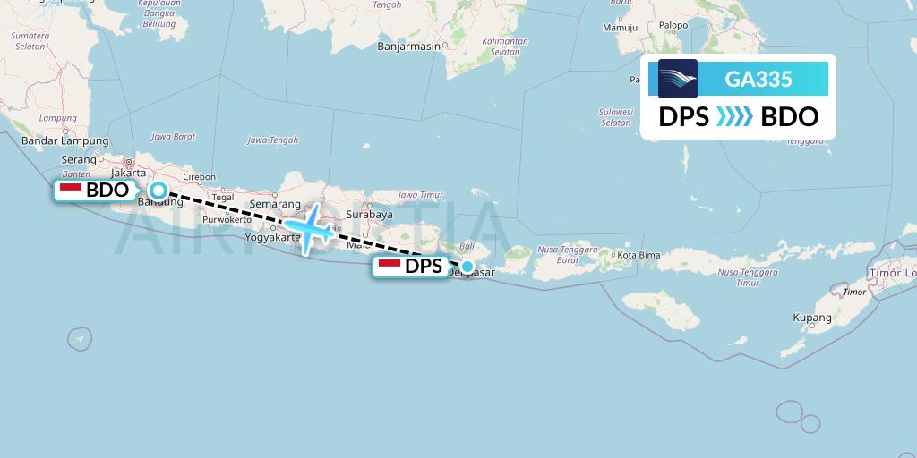 GA335 Garuda Indonesia Flight Map: Denpasar to Bandung