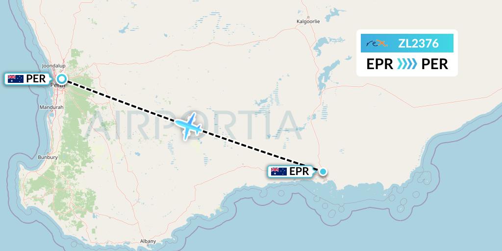 ZL2376 Regional Express Flight Map: Esperance to Perth
