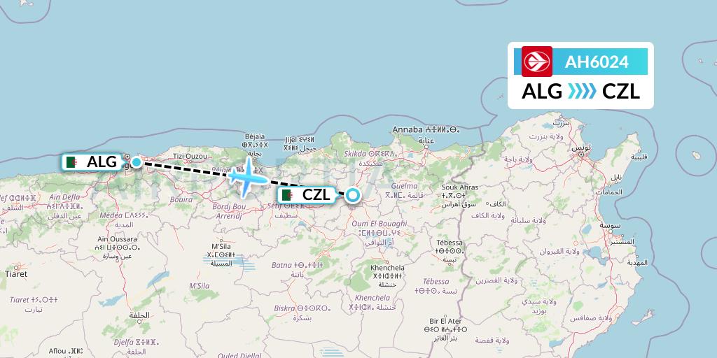 AH6024 Air Algerie Flight Map: Algiers to Constantine