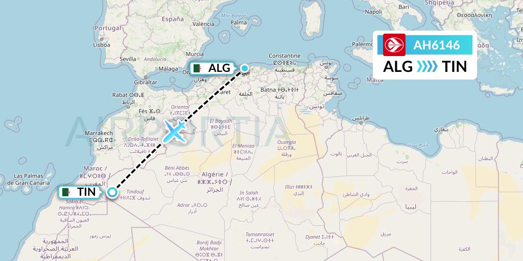 AH6146 Air Algerie Flight Map: Algiers to Tindouf